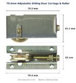 79.4mm Adjustable Sliding Door Carriage & Roller dimension diagram - overall 79.4 mm x 41.1 mm, every dimension measured in millimetres. TradeBase Australia part CAR79SS.