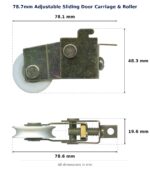 TradeBase 78.7mm Adjustable Sliding Door Carriage & Roller dimensions showing 78.1 mm, 48.3 mm, 78.6 mm, 19.6 mm