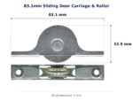 83.1mm Sliding Door Carriage & Roller – Suits Timber Doors dimension diagram - overall 83.1 mm x 33.9 mm, every dimension measured in millimetres. TradeBase Australia part CAR83.