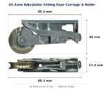 85.4mm Adjustable Sliding Door Carriage & Roller – Suits Patio Doors dimension diagram - overall 85.4 mm x 40 mm, every dimension measured in millimetres. TradeBase Australia part CAR85BR.