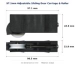 97.1mm Adjustable Sliding Door Carriage & Roller – Suits Patio Doors dimension diagram - overall 97.1 mm x 43.8 mm, every dimension measured in millimetres. TradeBase Australia part CAR97ACE.