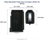 TradeBase 25kg Adjustable Patio Door Carriage & Roller No Spring dimensions showing 41.7 mm, 26.1 mm, 69.9 mm, 43.9 mm