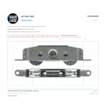 Actual size 1:1 print guide for 100kg Heavy Duty Stainless Tandem Carriage & Rollers - Timber Door on a 10 mm grid