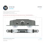 Actual size 1:1 print guide for 80kg Heavy Duty Stainless Tandem Carriage - Timber Door on a 10 mm grid