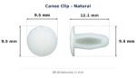 Canoe Clip – Natural dimension diagram - overall 12.1 mm x 9.5 mm, every dimension measured in millimetres. TradeBase Australia part CLPCAN10.