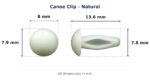 Canoe Clip – Natural dimension diagram - overall 13.6 mm x 7.9 mm, every dimension measured in millimetres. TradeBase Australia part CLPCAN814.