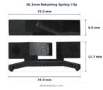 30.3mm Retaining Spring Clip – Suits Flyscreen dimension diagram - overall 30.3 mm x 12.7 mm, every dimension measured in millimetres. TradeBase Australia part CLPRET30.