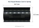 Non-Keyed Window Catch & Spring – Suits Precision dimension diagram. Overall size 45W x 78H x 12L mm. Every dimension measured in millimetres. TradeBase Australia part CTH6080.