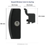 Keyed Window Catch & Spring – Suits Bradnams dimension diagram. Every dimension measured in millimetres. TradeBase Australia part CTH6139.