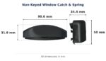 Non-Keyed Window Catch & Spring – Suits Wintec dimension diagram. Every dimension measured in millimetres. TradeBase Australia part CTH6147.