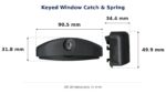 Keyed Window Catch & Spring – Suits Wintec dimension diagram. Overall size 50W mm. Every dimension measured in millimetres. TradeBase Australia part CTH6148.