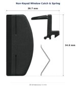 Non-Keyed Window Catch & Spring – Suits Capral and Crane dimension diagram. Every dimension measured in millimetres. TradeBase Australia part CTH6230.