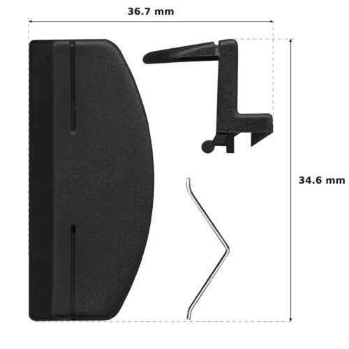 Non-Keyed Window Catch & Spring – Suits Capral and Crane dimension diagram. Every dimension measured in millimetres. TradeBase Australia part CTH6230.