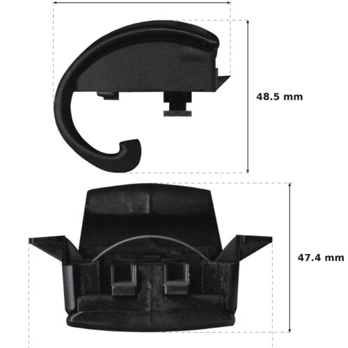 Non-Keyed Window Catch & Spring – Snail Back – Suits Comalco and Wunderlich dimension diagram. Overall size 55W x 75H x 45L mm. Every dimension measured in millimetres. TradeBase Australia part CTH6270.