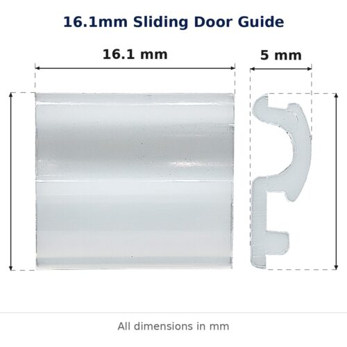 16.1mm Sliding Door Guide – Suits Sliding Windows dimension diagram - overall 16.1 mm x 14.3 mm, every dimension measured in millimetres. TradeBase Australia part GDE16.