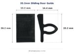 20.2mm Sliding Door Guide – Suits Sliding Windows dimension diagram - overall 14.4 mm x 20.2 mm, every dimension measured in millimetres. TradeBase Australia part GDE20.