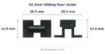 20.3mm Sliding Door Guide – Suits Screen Doors dimension diagram - overall 20.3 mm x 12.9 mm, every dimension measured in millimetres. TradeBase Australia part GDE2013.
