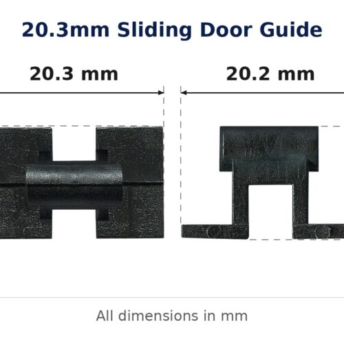 20.3mm Sliding Door Guide – Suits Screen Doors dimension diagram - overall 20.3 mm x 12.9 mm, every dimension measured in millimetres. TradeBase Australia part GDE2013.