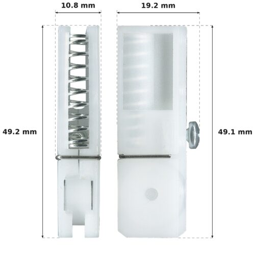 Sliding Door Guide – Suits Screen Doors dimension diagram - overall millimetres, every dimension measured in millimetres. TradeBase Australia part GDE3289.