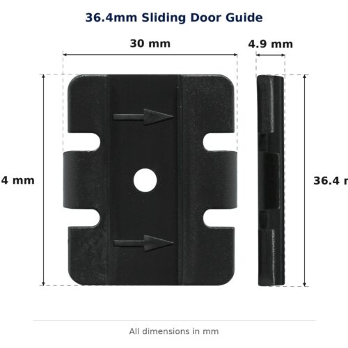 36.4mm Sliding Door Guide – Suits Screen Doors dimension diagram - overall 30 mm x 36.4 mm, every dimension measured in millimetres. TradeBase Australia part GDE36.