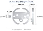 38.9mm Nylon Sliding Door Guide – Suits Wardrobe Doors dimension diagram - overall 38.9 mm x 38.5 mm, every dimension measured in millimetres. TradeBase Australia part GDE39.