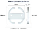 40.5mm Nylon Sliding Door Guide – Suits Wardrobe Doors dimension diagram - overall 40 mm x 40.5 mm, every dimension measured in millimetres. TradeBase Australia part GDE40.