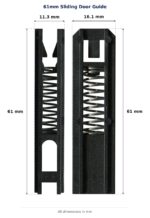 61mm Sliding Door Guide – Suits Screen Doors dimension diagram - overall 16.1 mm x 61 mm, every dimension measured in millimetres. TradeBase Australia part GDE61.