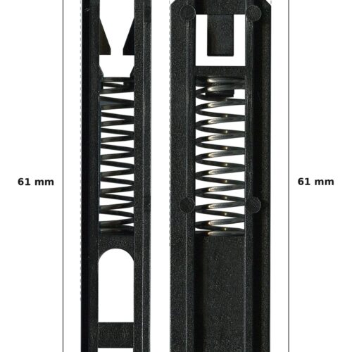 61mm Sliding Door Guide – Suits Screen Doors dimension diagram - overall 16.1 mm x 61 mm, every dimension measured in millimetres. TradeBase Australia part GDE61.
