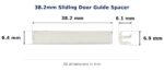 38.2mm Sliding Door Guide Spacer – Suits Patio Doors dimension diagram - overall 38.2 mm x 6.9 mm, every dimension measured in millimetres. TradeBase Australia part GDESPC38.