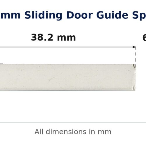 38.2mm Sliding Door Guide Spacer – Suits Patio Doors dimension diagram - overall 38.2 mm x 6.9 mm, every dimension measured in millimetres. TradeBase Australia part GDESPC38.