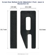 TradeBase Screen Door Bottom Guide Adjustable 2 Pack – Jason & Wunderlich V2 dimensions showing 5.8 mm, 13.1 mm, 31.7 mm, 31.8 mm