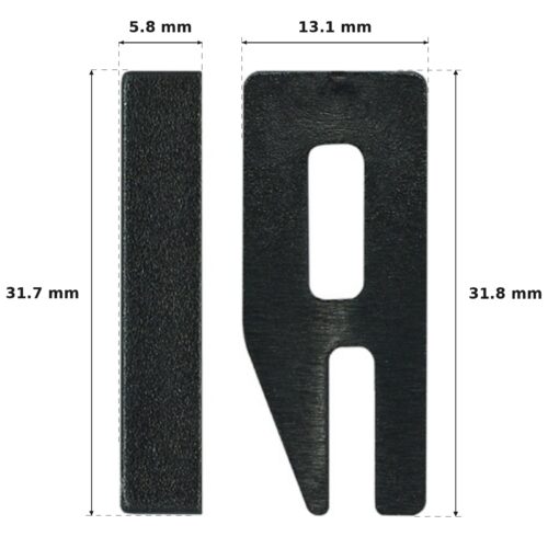 TradeBase Screen Door Bottom Guide Adjustable 2 Pack – Jason & Wunderlich V2 dimensions showing 5.8 mm, 13.1 mm, 31.7 mm, 31.8 mm