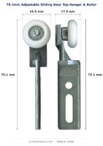 75.1mm Adjustable Sliding Door Top Hanger & Roller – Suits Screen Doors dimension diagram - overall 19.6 mm x 75.1 mm, every dimension measured in millimetres. TradeBase Australia part HNG75.