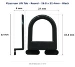 Dimension diagram for LFT4215BLK Flyscreen Lift Tab - TradeBase Australia. All dimensions in millimetres, drawn on the part.