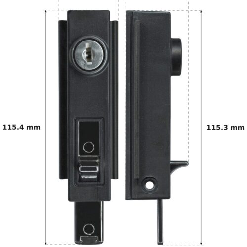 Keyed Window Vent Lock – Suits BGC dimension diagram. Overall size 29W x 116H x 31L mm. Every dimension measured in millimetres. TradeBase Australia part LVT6082.