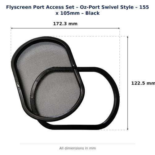 Dimension diagram for PAS4752 Flyscreen Port Access Set - TradeBase Australia. All dimensions in millimetres, drawn on the part.