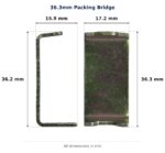 36.3mm Packing Bridge – Suits 3-1010, 3-1013 and 3-1018 dimension diagram - overall 17.2 mm x 36.3 mm, every dimension measured in millimetres. TradeBase Australia part PKG36.