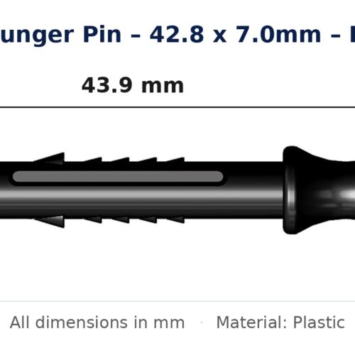 Dimension diagram for PPN4600 Flyscreen Plunger Pin - TradeBase Australia. All dimensions in millimetres, drawn on the part.