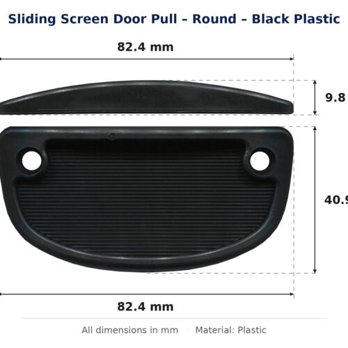 Dimension diagram for PUL8083 Sliding Screen Door Pull - TradeBase Australia. All dimensions in millimetres, drawn on the part.
