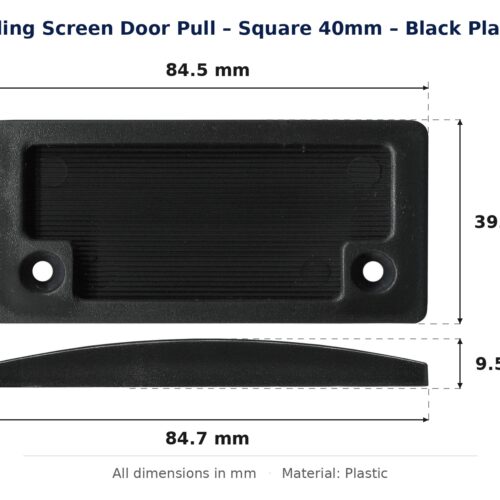 Dimension diagram for PUL808440 Sliding Screen Door Pull - TradeBase Australia. All dimensions in millimetres, drawn on the part.
