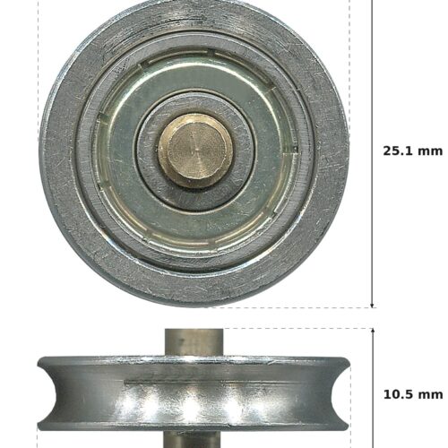 25.1mm Sliding Door Roller – Suits Patio Doors dimension diagram - overall 25 mm x 25.1 mm, every dimension measured in millimetres. TradeBase Australia part ROL25CNC.