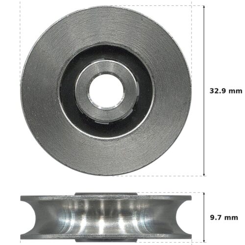 33.2mm Sliding Door Roller – Suits Patio and Screen Doors dimension diagram - overall 33.2 mm x 32.9 mm, every dimension measured in millimetres. TradeBase Australia part ROL33CNC.