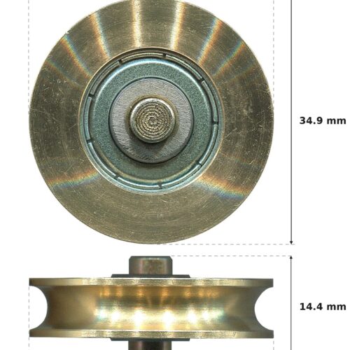 34.9mm Sliding Door Roller – Suits Patio and Screen Doors dimension diagram - overall 34.6 mm x 34.9 mm, every dimension measured in millimetres. TradeBase Australia part ROL35CNC.