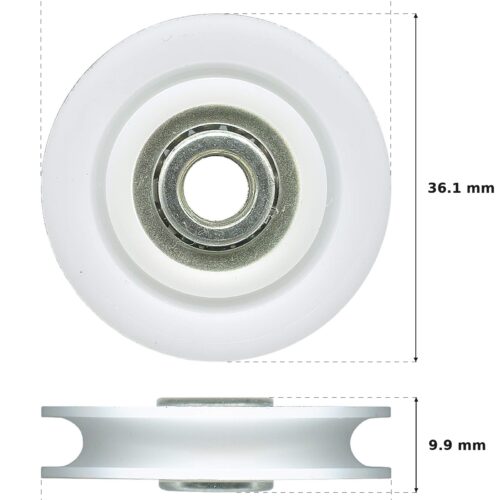 36.2mm Sliding Door Roller – Suits Patio and Screen Doors dimension diagram - overall 36.2 mm x 36.1 mm, every dimension measured in millimetres. TradeBase Australia part ROL36CNC.