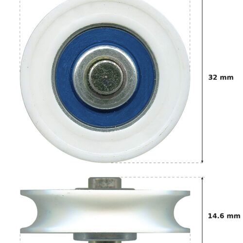 32mm Sliding Door Roller – Suits 1-3030, 1-3033, 1-3034, 1-3035 and 1-3036 Security Door Carriage Only dimension diagram - overall 31.9 mm x 32 mm, every dimension measured in millimetres. TradeBase Australia part ROL4143.
