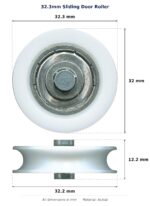 32.3mm Sliding Door Roller – Suits Security Doors dimension diagram - overall 32.3 mm x 32 mm, every dimension measured in millimetres. TradeBase Australia part ROL4145.