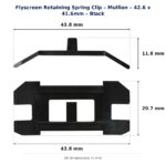 Dimension diagram for RSC3781 Flyscreen Retaining Spring Clip - TradeBase Australia. All dimensions in millimetres, drawn on the part.