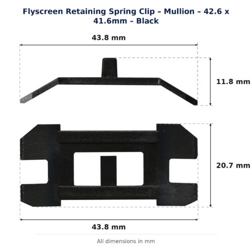 Dimension diagram for RSC3781 Flyscreen Retaining Spring Clip - TradeBase Australia. All dimensions in millimetres, drawn on the part.