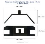 Dimension diagram for RSC3782 Flyscreen Retaining Spring Clip - TradeBase Australia. All dimensions in millimetres, drawn on the part.
