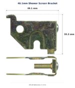 46.1mm Shower Screen Bracket – Suits Patio Doors dimension diagram - overall 46.1 mm x 35.3 mm, every dimension measured in millimetres. TradeBase Australia part SHBKT46.